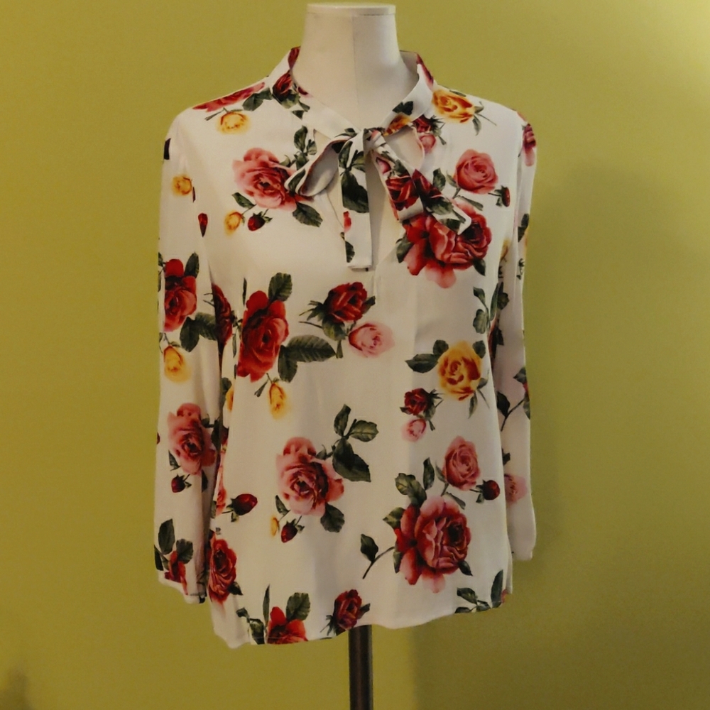 Romantic floral billowy blouse